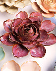 Dewberry Camellia Botanicals ceramic flower in deep reddish-purple with layered, ruffled petals.