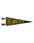 Navy blue pennant with yellow trim and bold DREAMWEAVER lettering by Faire, inspired by Unreasonable Hospitality.