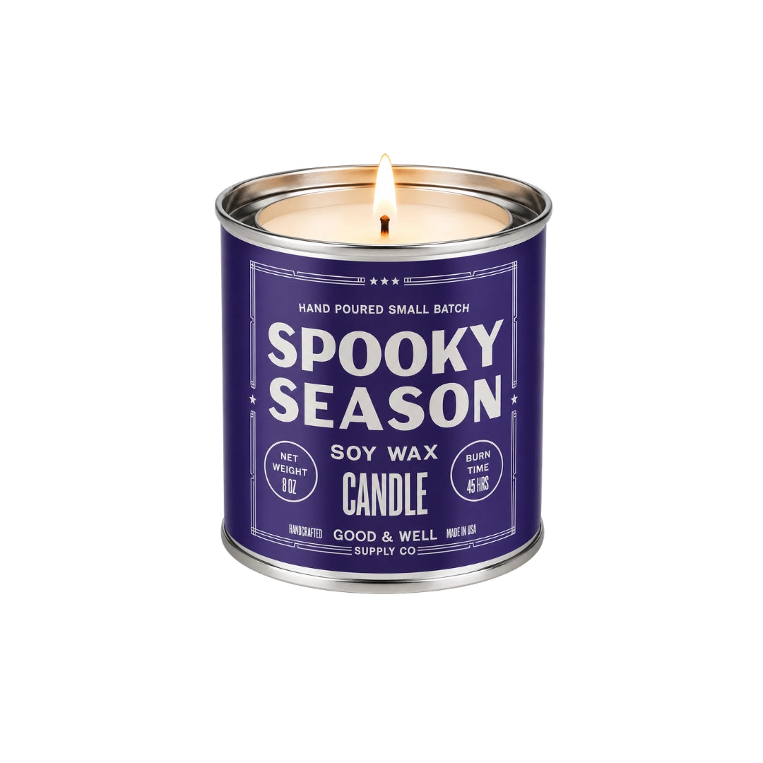 Purple Spooky Season soy candle by Faire, limited-edition Halloween décor accessory for Bungalow Furniture & Accessories.