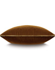The MONTAGNE VELVET euro sham by Eastern Accents is shown from the side, featuring brown velvet with a subtle gold trim—ideal for adding bohemian elegance to your decor against a white background.