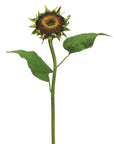 28″ faux sunflower stem with dark textured center and two green leaves by Bungalow Furniture & Accessories.