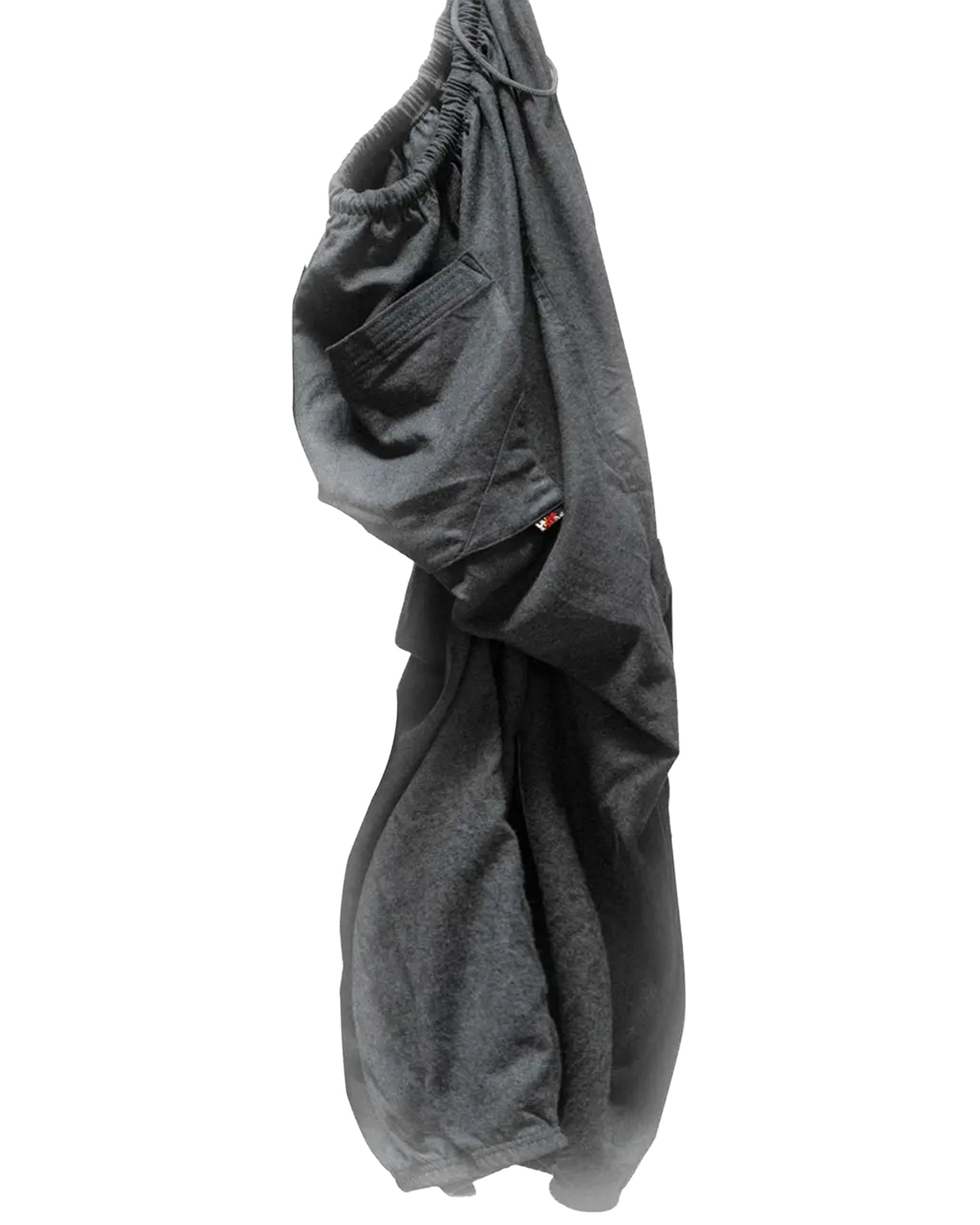 Loose-fitting Favolamove Biggy pants in a dark grey cashmere blend with an elastic drawstring waistband.