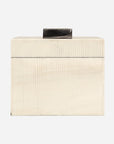 The Import Collection's 46-056 Foley Box is a rectangular cream-colored storage box with subtle vertical ridges and a dark handle, ideal for modern home decor. Shown against a plain white background.