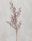 Burgundy forsythia floral pick with small buds on a woody stem, Bungalow Furniture & Accessories cottagecore decor.