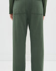 Frank & Eileen dark green cotton patch pocket pants shown from behind, relaxed fit, perfect for casual style.