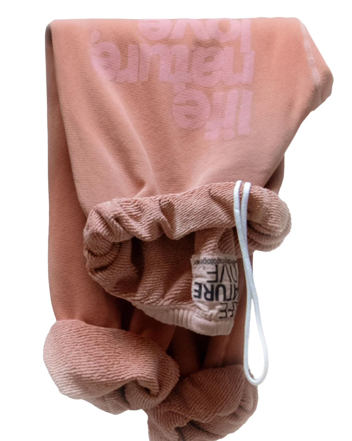GrapeFruit Powder pink sweatpants with vintage finish by Free City, laid flat on a white background.