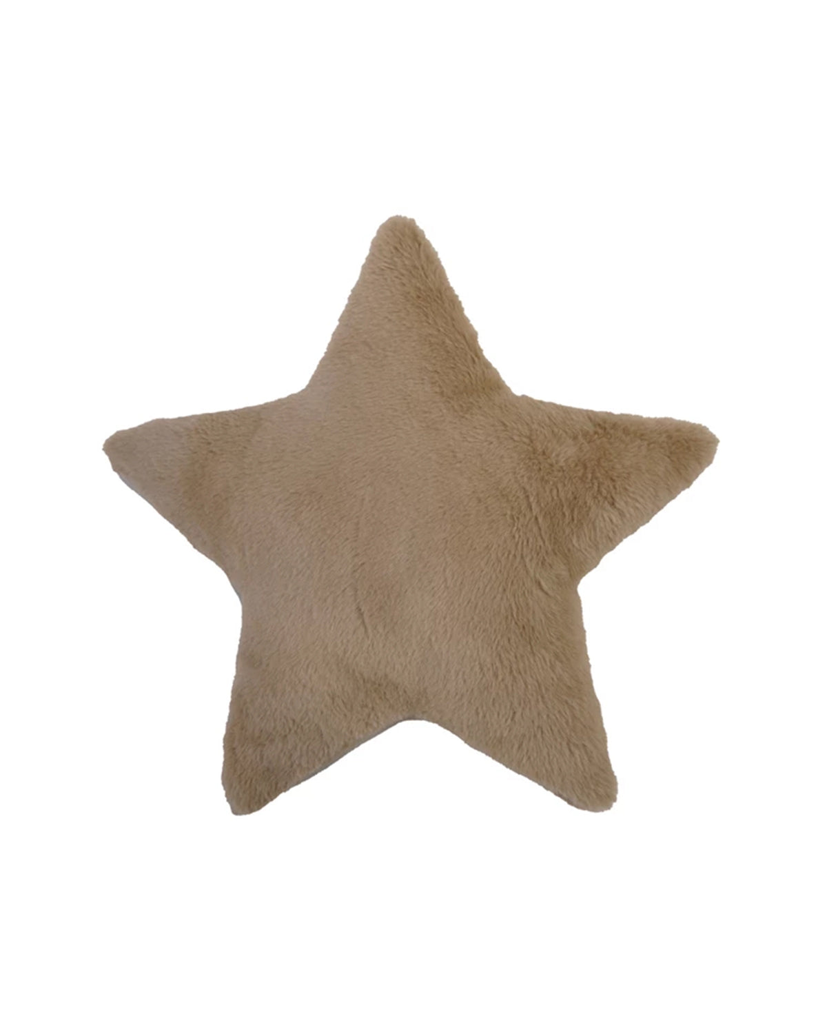 Tan faux fur star-shaped pillow by Bungalow Furniture &amp; Accessories.