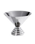 Polished silver-tone Nickel L Condiment Bowl with a conical top and tiered base by Bungalow Furniture & Accessories.