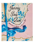 Jenny Sais Quoi book cover with blue ribbon and floral design, Hachette Book Group.