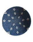 Round blue sisal bowl with white geometric pattern by Faire, The Kabaya Large Bowl.