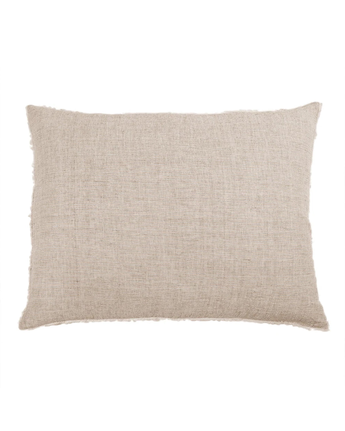 Heathered linen Logan Big Pillow by Pom Pom, 28x36 rectangular design with frayed edges.