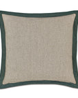 Lorenzo Woven Pillow 24x24 in beige with a dark teal herringbone border by Bungalow Furniture & Accessories.