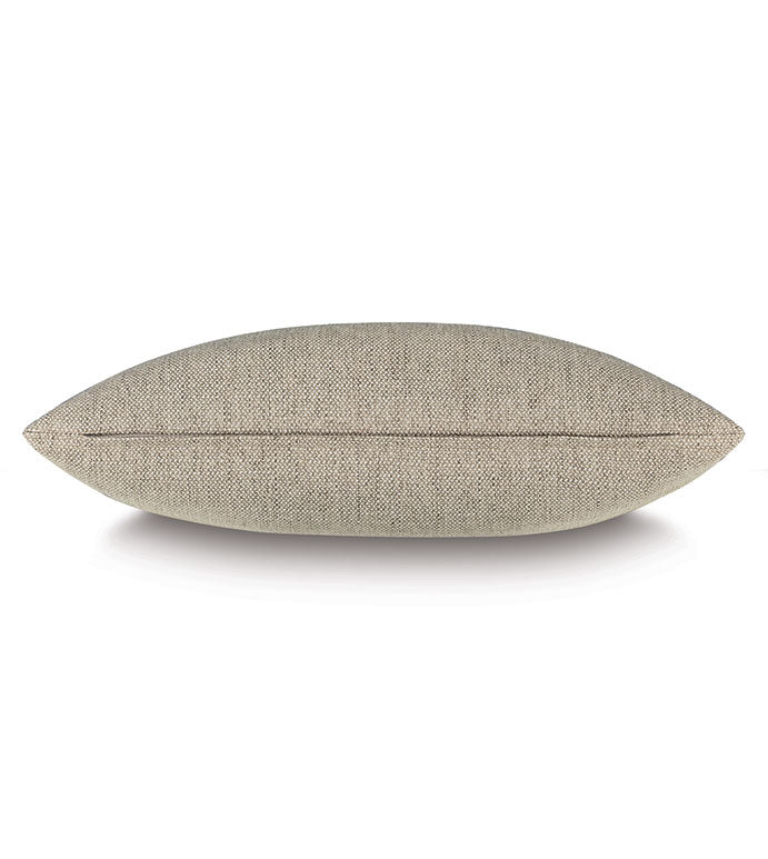 Lorenzo Pieced Pillow in beige with a ticking-stripe pattern and central horizontal seam from Bungalow Furniture.