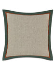 24x24 Lorenzo Woven Pillow in tan, brown, and emerald herringbone by Bungalow Furniture & Accessories.