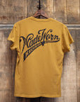 The Made Worn Pocket Tee MadeWorn Records is a mustard yellow, vintage unisex 100% cotton shirt with a back print that says "MadeWorn RECORDS HOLLYWOOD, CA." Proudly made in the USA.