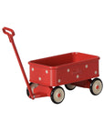 Maileg metal wagon in red with white polka dots and long handle, a toy for mice by Bungalow Furniture & Accessories.