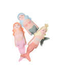 The Faire Dive Buddies Melody the Mermaid Multi Set of 3 features pastel plush mermaids with smiling faces and colored tails—perfect for water play—shown overlapping on a white background.