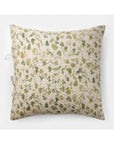 The Millie Euro Sham by Amity Home features a quilted rectangular design with a green and beige floral pattern on cotton voile and a solar print-inspired foliage motif on a light background.