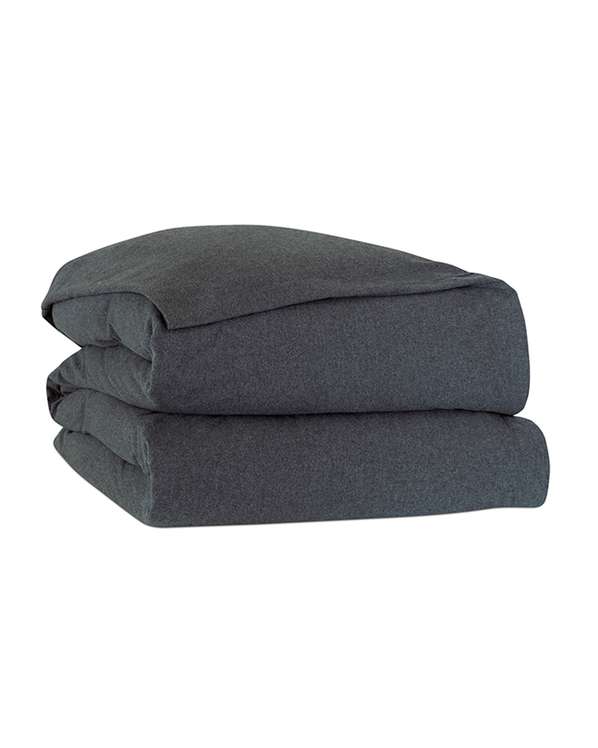 Dark gray cotton flannel duvet cover with hidden zipper, Monterosa by Eastern Accents, neatly folded.