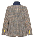 Houndstooth blazer with yellow buttons and tan elbow patches by Kerri Rosenthal, Mr. Frenchie style.