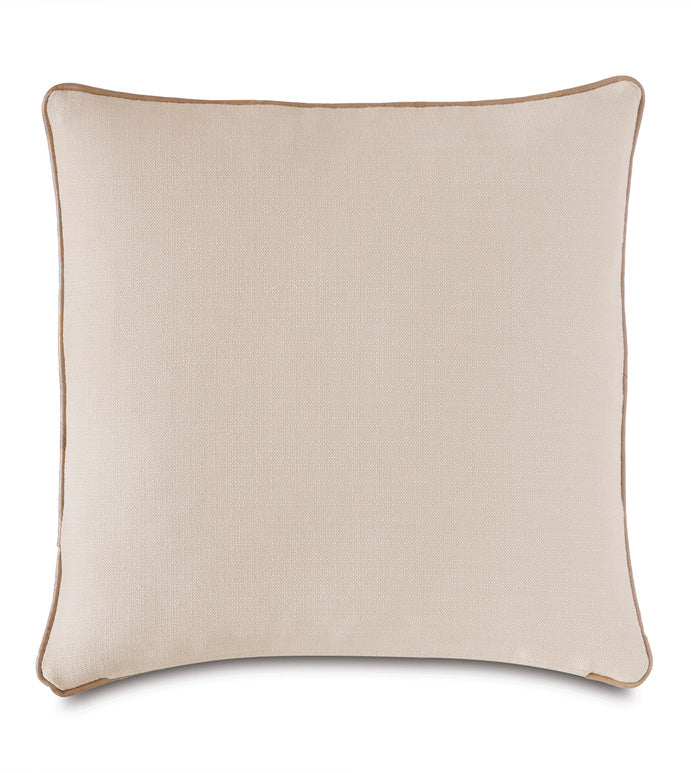 Square beige geometric diamond pillow with brown piping, Naya Small Welts Pillow 24x24 by Bungalow Furniture &amp; Accessories.