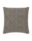 Naya Small Welts Pillow 24x24 in black and white geometric diamond pattern with brown piping from Bungalow Furniture.