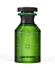A green glass bottle of The Nue Co Forest Lungs 50ML anti-stress fragrance with a black cap and minimalist silver text. Inspired by vetiver and phytoncides, this scent promotes relaxation and calm.