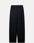 Black high-waisted wide-leg virgin wool trousers with front pleats, Roseanna Pantalon by Bungalow.