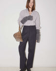 Black Roseanna Pantalon with a tailored mid-rise, wide-leg fit.