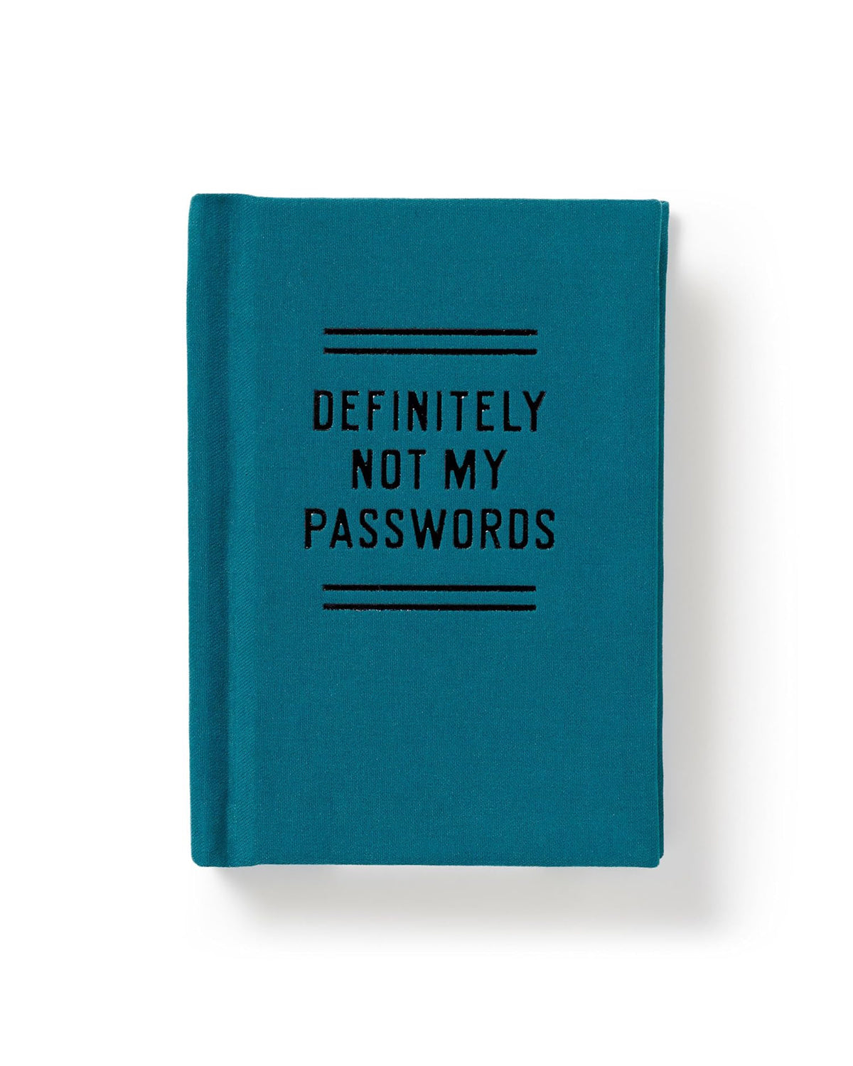 Teal Hachette Book Group journal with Definately Not my Passwords Tiny on the cover, shown on white background.