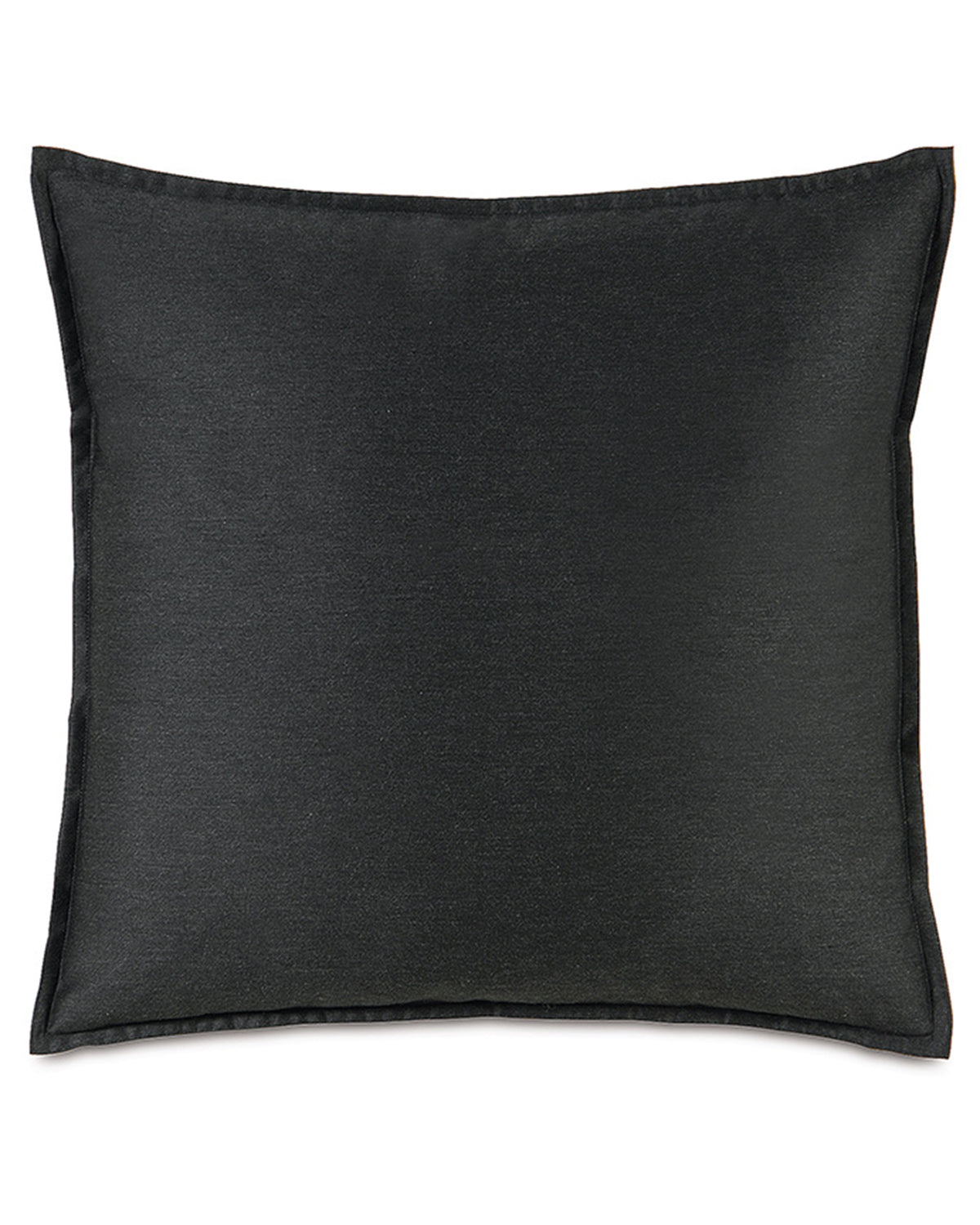 Square black throw pillow with flange edge and envelope closure, 24x24, by Bungalow Furniture &amp; Accessories.