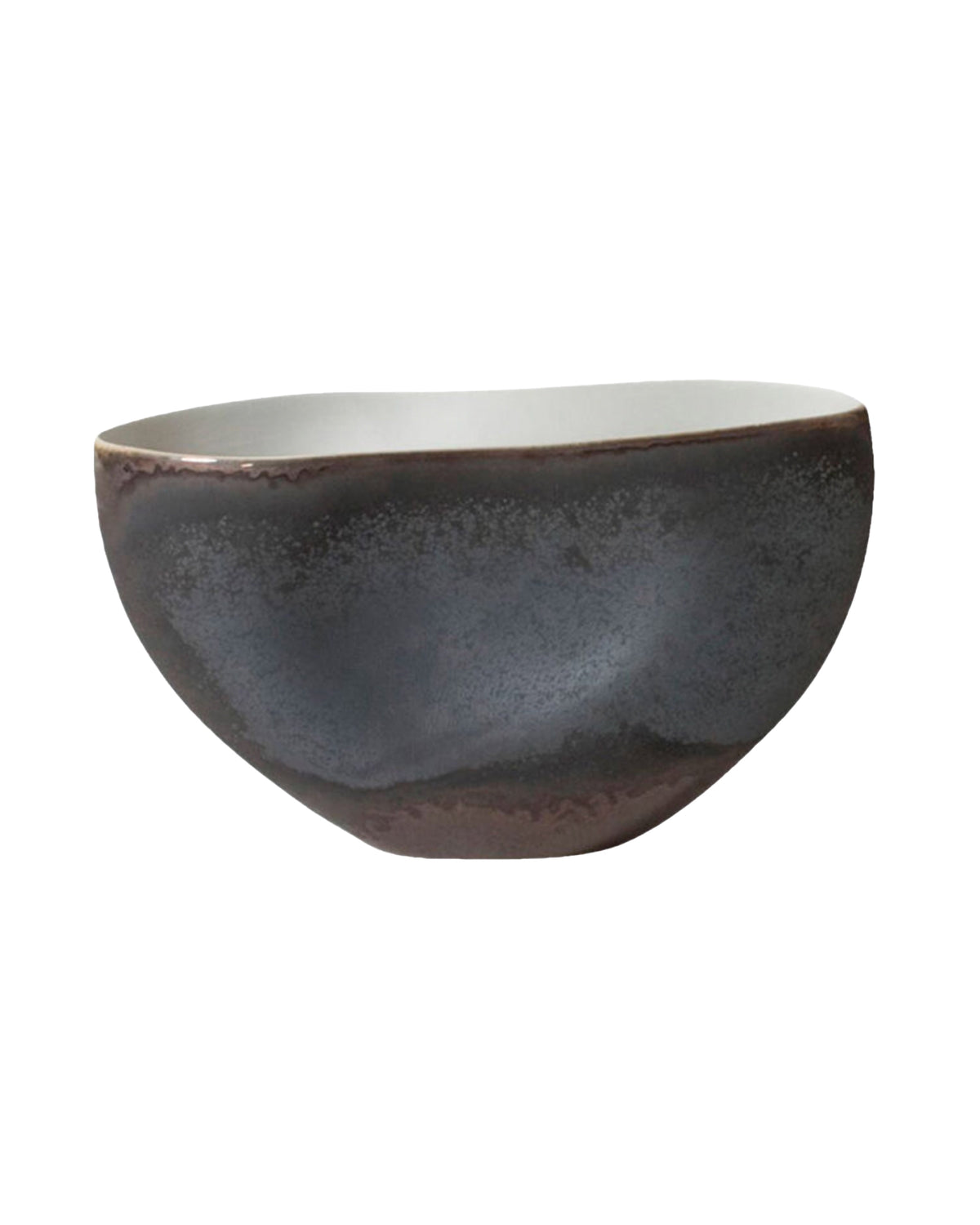 Dark textured ceramic Oxus Pinched Bowl S with irregular oval shape by Global Views for Bungalow Furniture & Accessories.