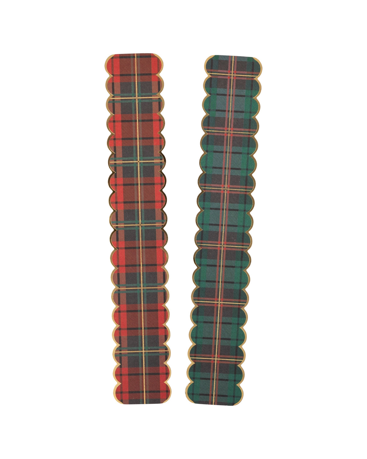 Red and green plaid 20ft Christmas paper chains with scalloped edges from Bungalow Furniture & Accessories.