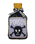 Hook pillow featuring a poison bottle design with skull and crossbones, by Faire, perfect for Halloween decor.