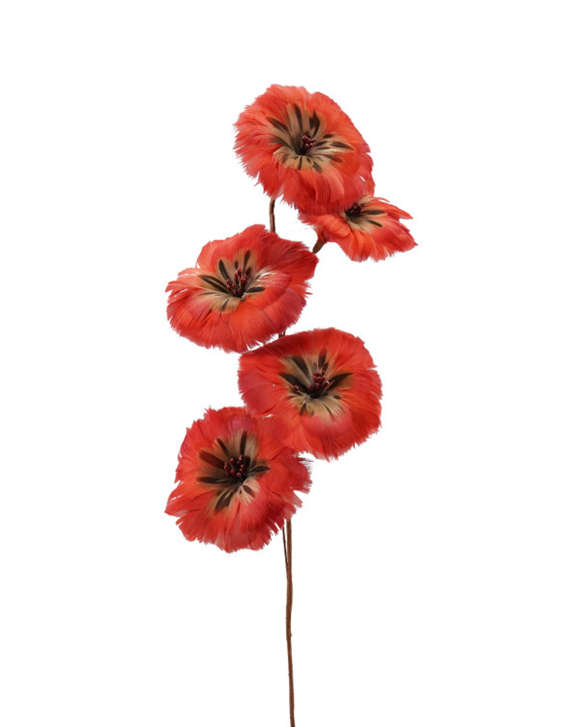 Red feather flower stem with four blooms by Creative Co-op, ideal for adding a boho accent to home decor.