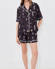 Juliet SS Top and pajama set by Woman in Sea New York with black loafers, relaxed elegant style.