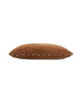 Rust X-Large Faire Sherpa memory foam dog bed with blue and tan stitched edges and a removable cover.