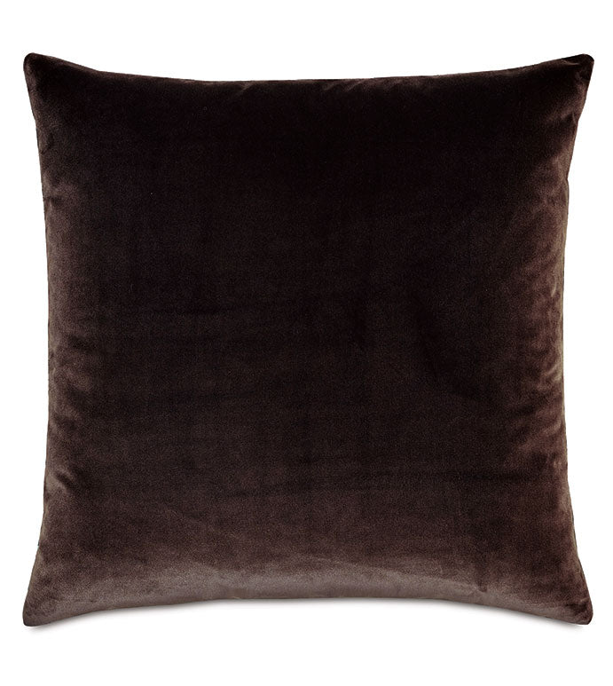 Brahms Alpaca chocolate velvet decorative pillow, 24x24 square hypoallergenic accent by Bungalow Furniture &amp; Accessories.