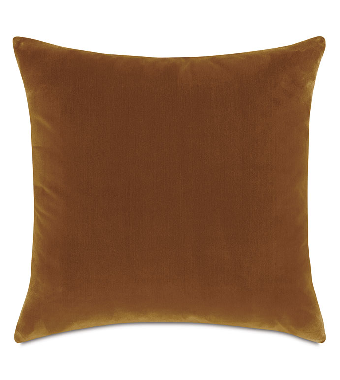 Amber yellow velvet Brahms Honey alpaca pillow, 24x24 square, by Bungalow Furniture &amp; Accessories.