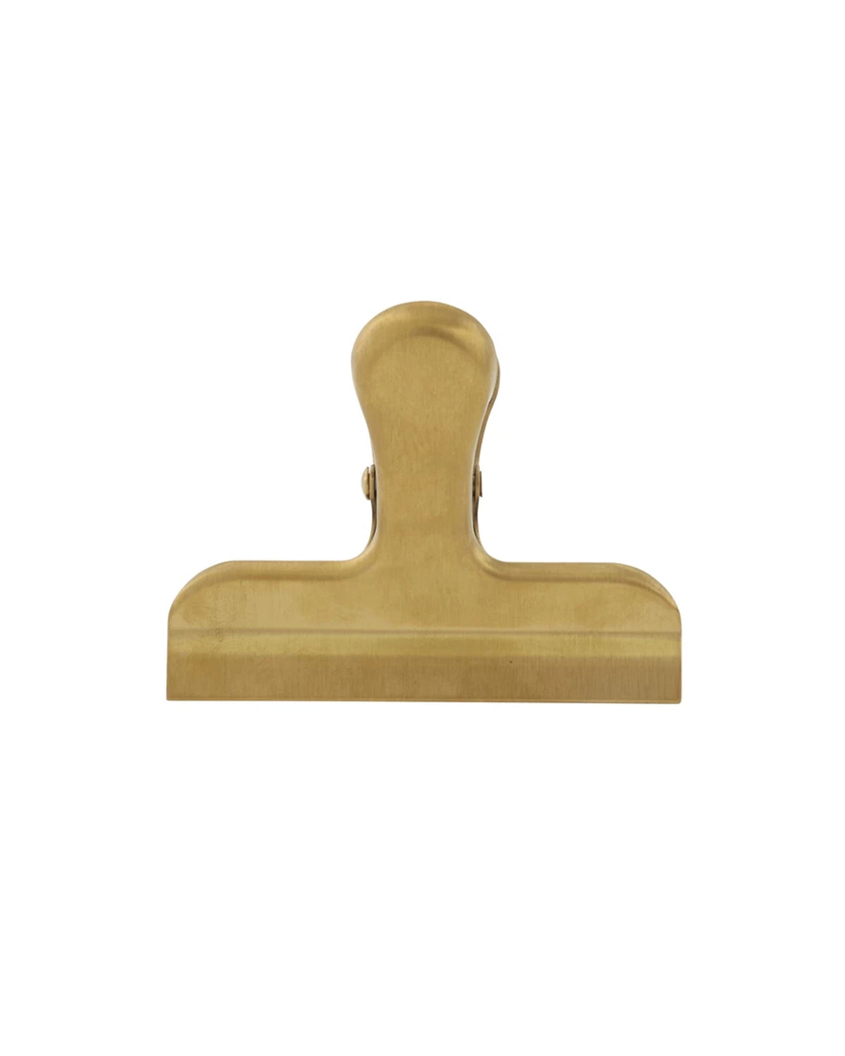 The Bloomingville Stainless Steel Clip features a gold finish, wide flat grip, and rounded handle—this stylish office accessory is shown isolated on a white background.