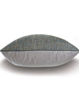 Textured teal and gray Rowley Woven 22x22 pillow with a solid gray base and dark piping by Bungalow Furniture.