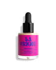 A small glass bottle of Faire Moisturizing Tinted Serum with a black dropper cap and a bright pink label with blue text on a white background. This hydrating vegan foundation also works as a skin tint for glowing skin.