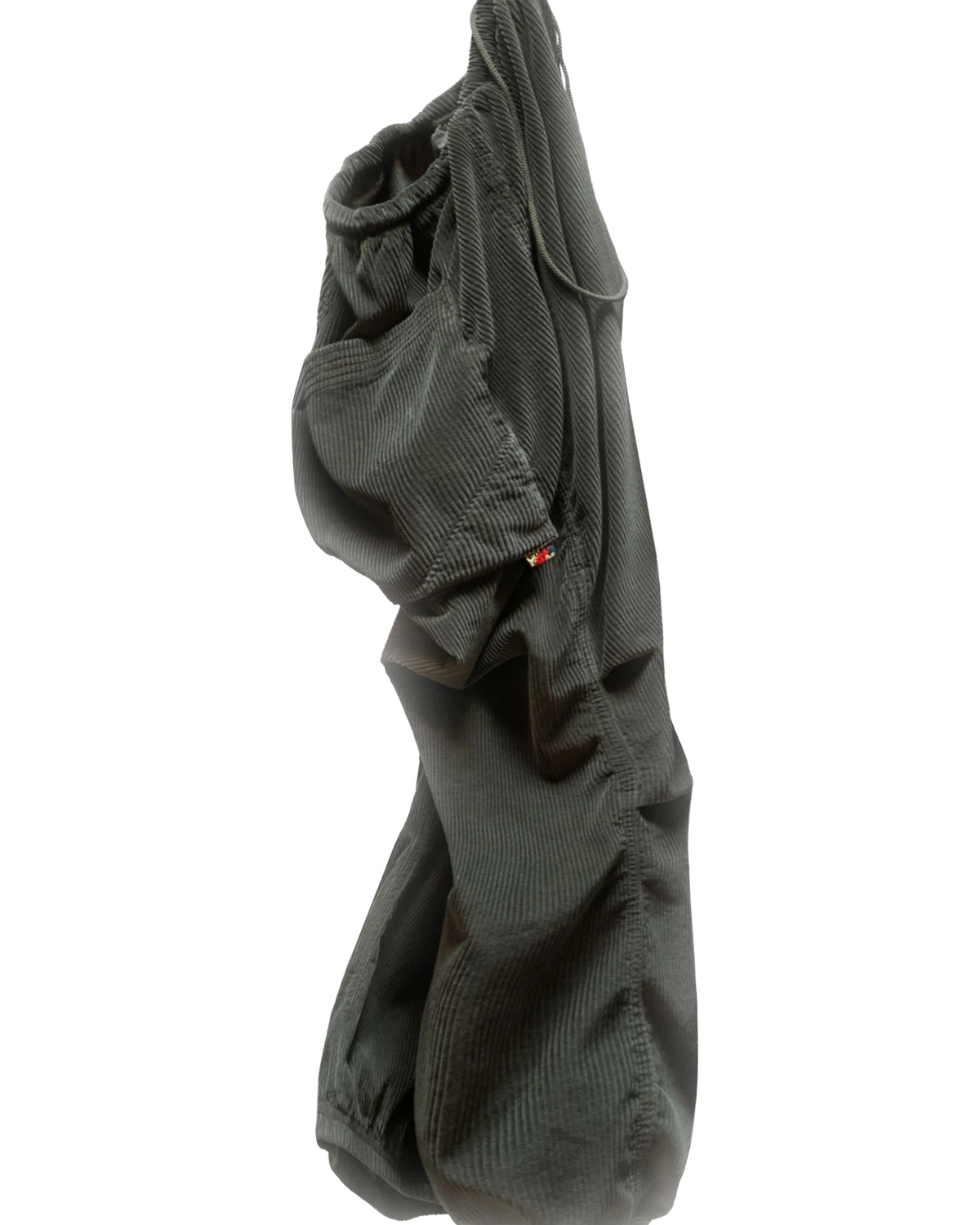 Olive green Free City Cashmereblend Biggy corduroy pants with a loose drawcord and elastic waist.