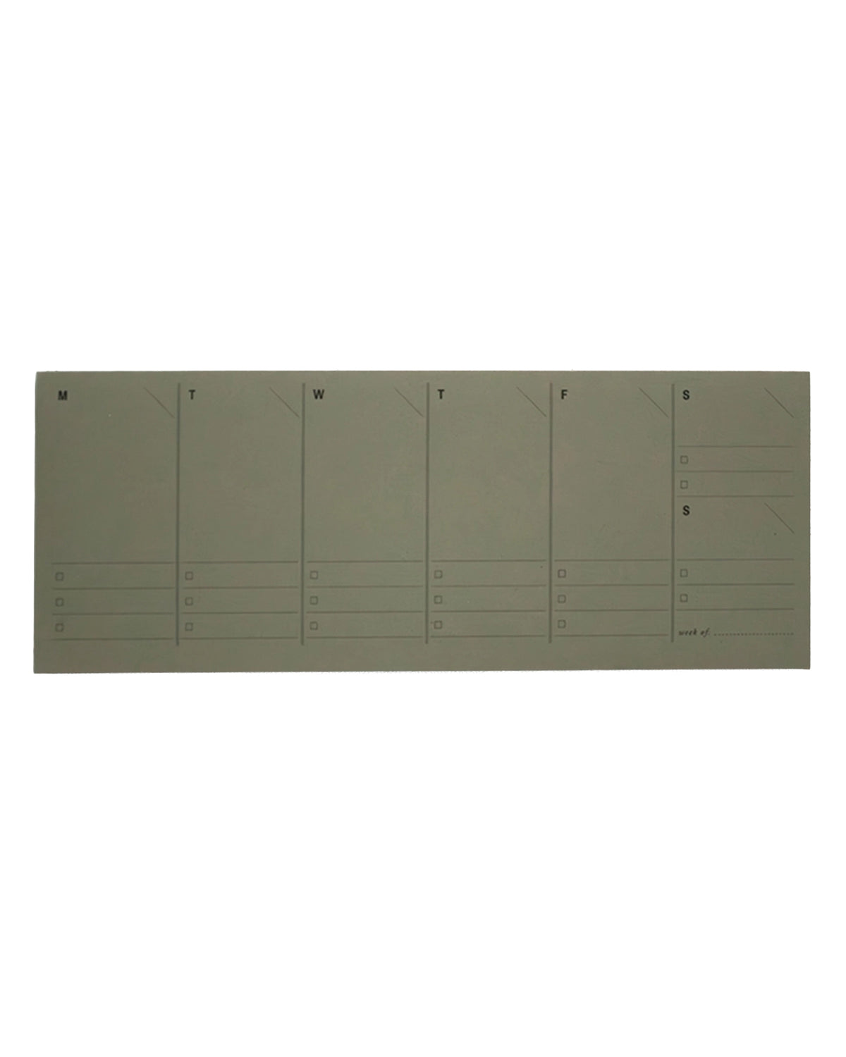 The Faire Weekly Planner Paper Notepad features a minimalist design with lined columns and checkboxes for each day, Monday to Sunday—perfect for organizing your weekly tasks and notes at a glance.