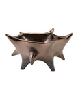 Westwood Short Vase, a metallic brown decorative bowl with a pointed star-like silhouette and four feet by Bungalow.