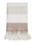 Natural throw with subtle stripes and fringe, POM POM Whistler collection at Bungalow Furniture & Accessories.