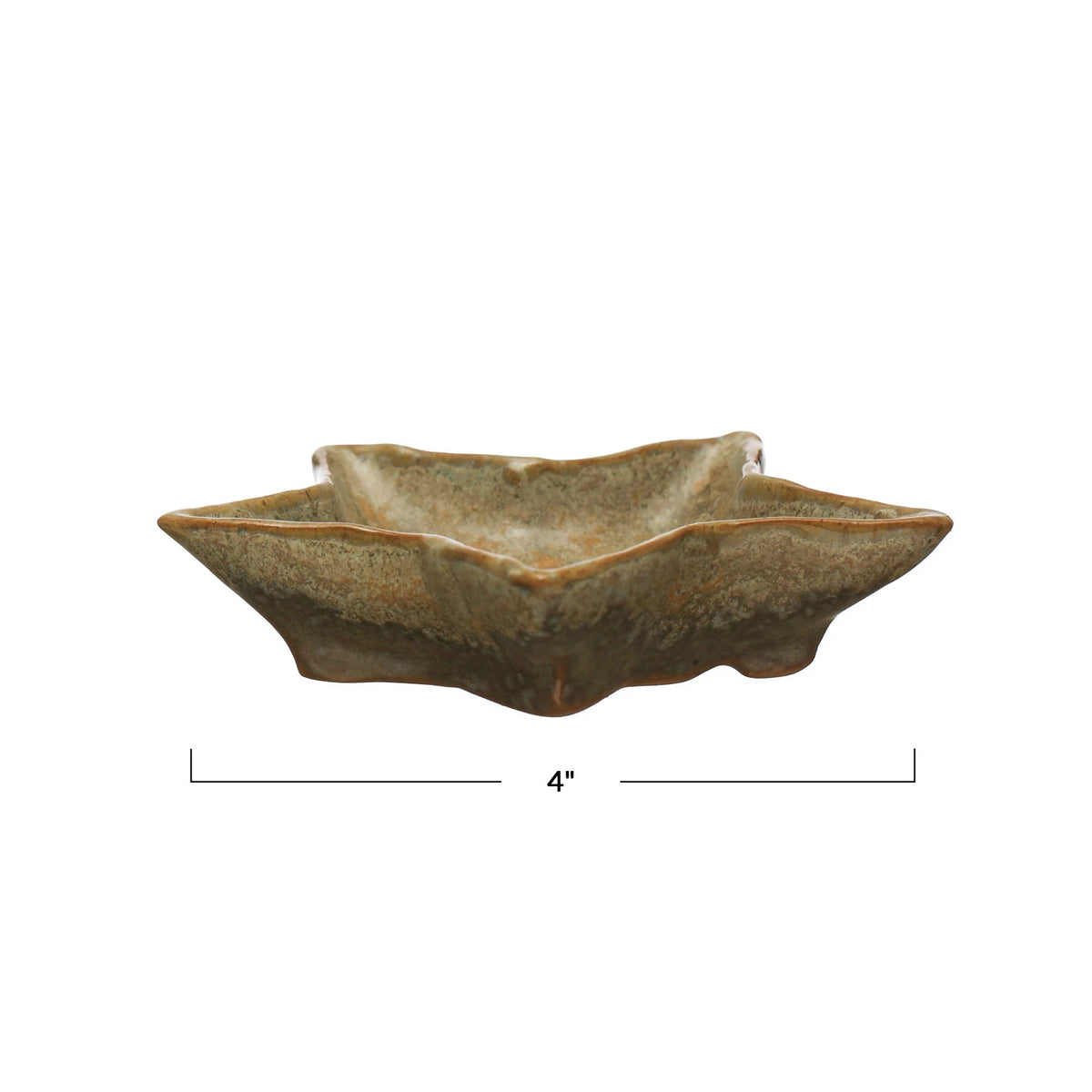 Four-inch star-shaped green plate with a reactive glaze, Creative Co-op XS2515 Star Plate.